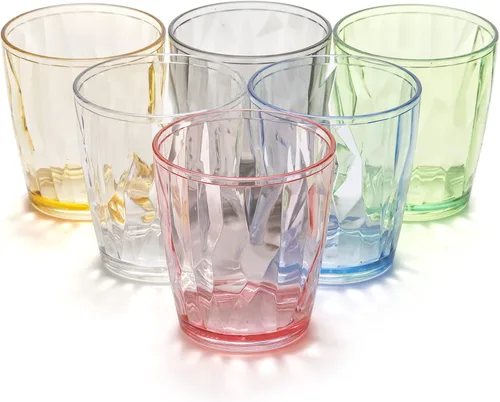 Vista 2 de Hedume Juego de 6 vasos de plástico de alta calidad, 6 colores apilables de 10.5 onzas, sin BPA