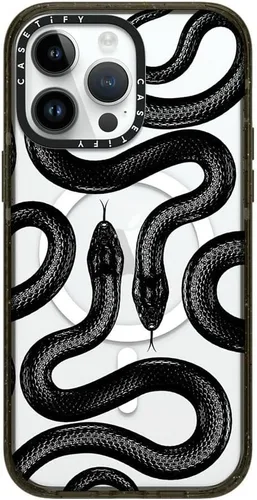 Vista 140 de CASETiFY Impact - Funda para iPhone 13 [protección contra caídas de 6.6 pies/compatible con Magsafe] Black Kingsnake, color negro transparente