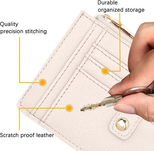 Vista 5 de KNGITRYI Billetera pequeña para mujer RFID para mujer, carteras para tarjetas para mujer, delgada, cartera para tarjetas de crédito para mujer