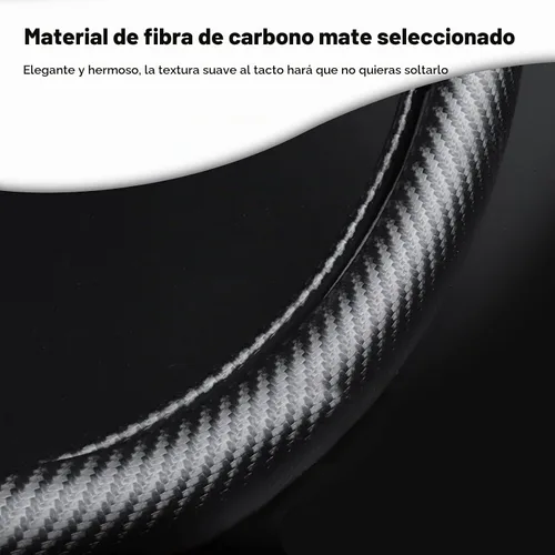 Vista 4 de Ergocar Funda para volante de cuero PU de microfibra y fibra de carbono en forma de D, protector antideslizante para volante de automóvil