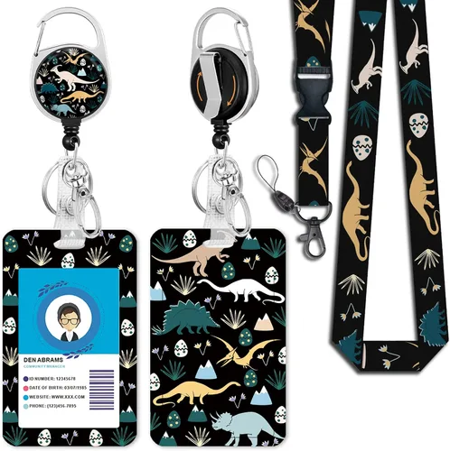 Vista 11 de Giancomics Soporte para tarjetas de identificación negro con cordón, cordones para insignias de identificación con carrete de insignia retráctil