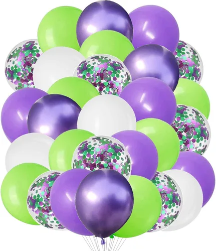 Vista 9 de We Moment Globos negros de 12 pulgadas color verde oscuro y dorado metálico cromado con globos de confeti, para baby shower, decoración de fiesta