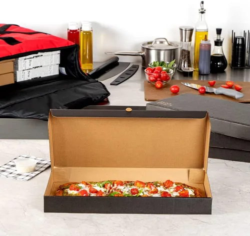 Vista 116 de Restaurantware - Cajas para pizza, 50 unidades, 14 x 7 x 1.5 pulgadas, embalaje de papel de cartón corrugado con bloqueo de pestañas, resistente a