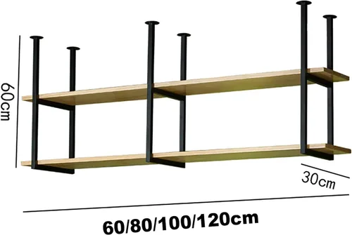 Vista 2 de Shelves Whftd Ceiling Mount Shelf 2-Tier Industrial Floating Shelf, Retro Storage Organizer Ceiling Mounted Hanging Rack, Restaurant Bar Storage