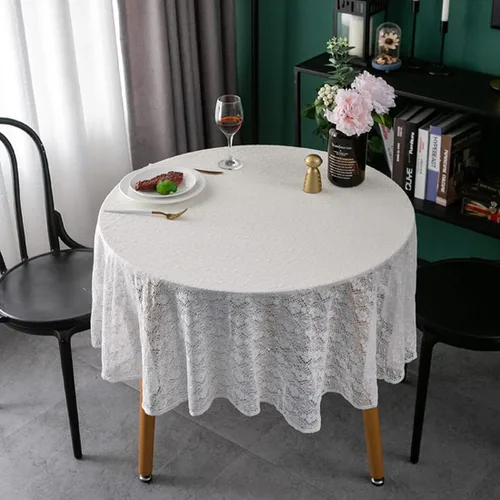 Vista 10 de Bringsine Mantel de encaje rústico ultrafino y ligero, color negro nórdico, perfecto para Halloween, cenas y noches de cine de miedo con flores