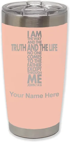 Vista 31 de LaserGram Vaso aislado al vacío de 20 onzas, versículo de la Biblia John 14-6, grabado personalizado incluido (negro) Engraved Gift for Christian