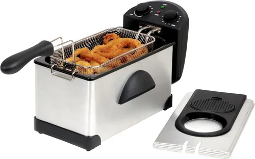 Vista 2 de MegaChef Freidora eléctrica de aceite con control de temperatura ajustable y temporizador (3.17 cuartos de galón)