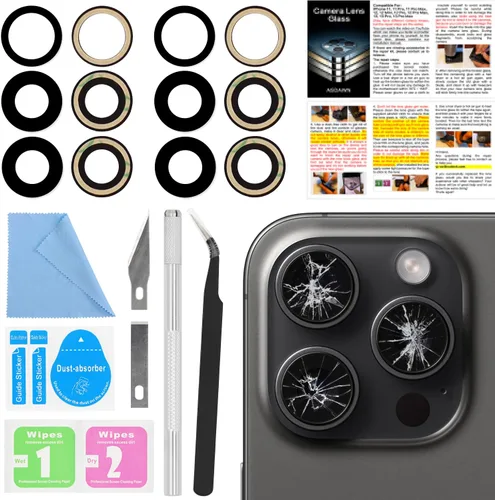 Vista 18 de 2PCS ASDAWN Reemplazo de Cristal de Lente de Cámara Trasera para iPhone 11 Pro y 11 Pro Max Reemplazo de Lente de Cámara con Adhesivo Preinstalado +