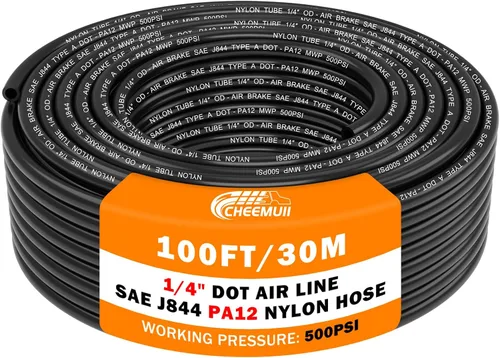 Vista 23 de CheeMuii 30 pies 1/4 línea de aire DOT 1/4" PA12 tubo neumático de nylon 9.1 metros 1/4 pulgada OD tubo de aire neumático tubo de línea de aire