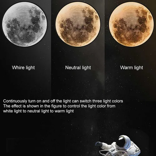 Vista 3 de Aplique de pared de luna negro, moderno LED regulable con control remoto, lámpara de pared para interiores, iluminación de techo para sala de estar