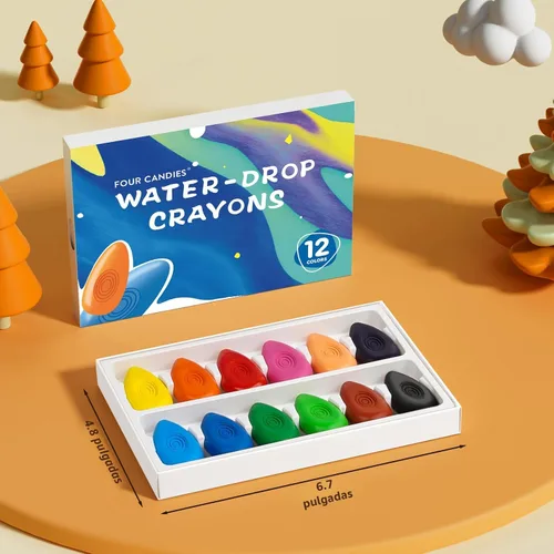 Vista 8 de Four Candies Crayones para niños de 12 colores, no tóxicos, lavables, para niños pequeños de 1 a 3, irrompible y fácil agarre en forma de gota