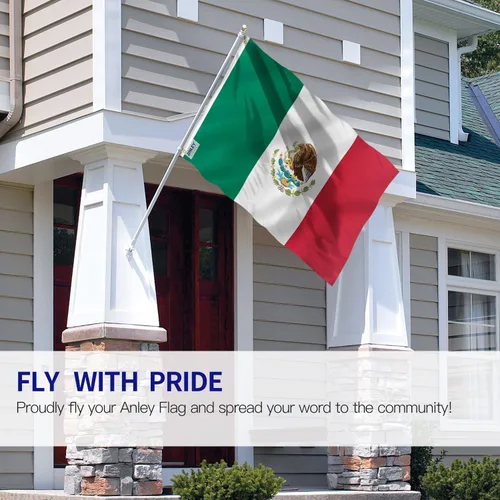 Vista 2 de Anley Fly Breeze - Bandera de México de 3 x 5 pies, color vivo y a prueba de decoloración, cabecera de lona y doble costura, banderas nacionales