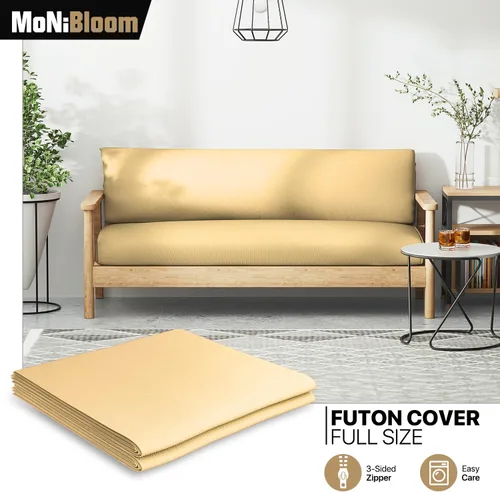 Vista 9 de MoNiBloom Funda para futón de tamaño matrimonial, funda elástica sin brazos, funda para sofá sin brazos, protector de muebles, fundas de cojín Trigo