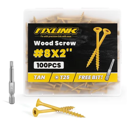 Vista 11 de Tornillos de madera de 1 pulgada, tornillos de cubierta FIXLINK #8 x 1, 150 piezas, con revestimiento epoxi, T25 Star Bit con revestimiento