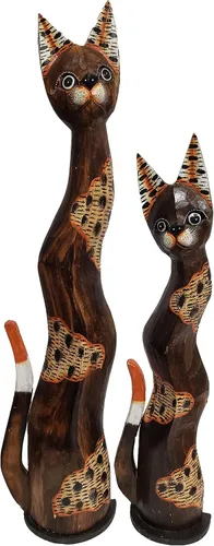 Vista 11 de Gatos de madera surtidos con diferentes patrones (Calico, pequeño y mediano: 24 y 32 pulgadas)