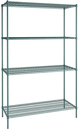 Vista 174 de Kit de 4 estantes de epoxi verde NSF de 21 x 72 pulgadas con postes de 86 pulgadas, estantería de almacenamiento resistente, kit de estantería