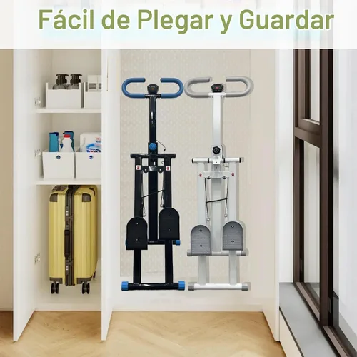 Vista 8 de Máquina paso a paso con asas ajustables, máquina de ejercicio paso a paso compacta con pantalla LCD para entrenamiento cardiovascular en casa