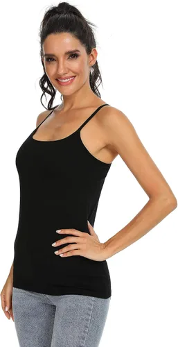 Vista 3 de Orrpally Women Cotton Camisole Shelf Bra Cami Tank Tops Adjustable Spaghetti Strap Tank Top 3-Pack