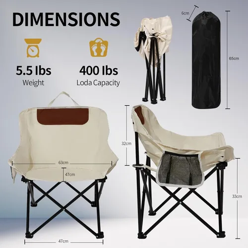 Vista 2 de SHANQUAN Paquete de 2 sillas plegables de campamento, silla de campamento compacta, silla de camping portátil y ligera para césped al aire libre