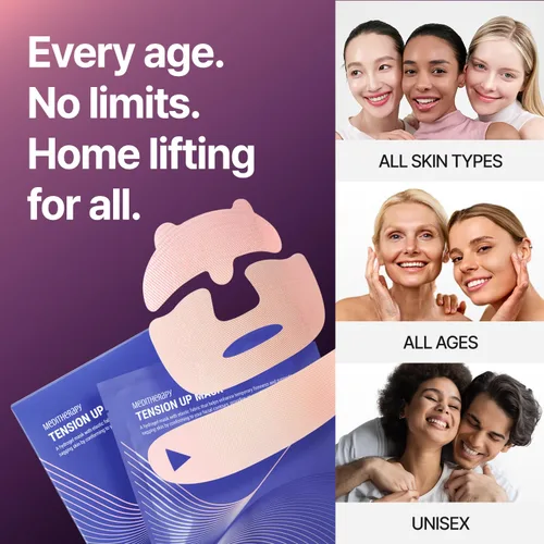 Vista 9 de Tension Up Mask - Máscara facial de colágeno coreano - Máscara de elevación de línea V - Hidratante, reafirmante y aprieta la piel para un contorno