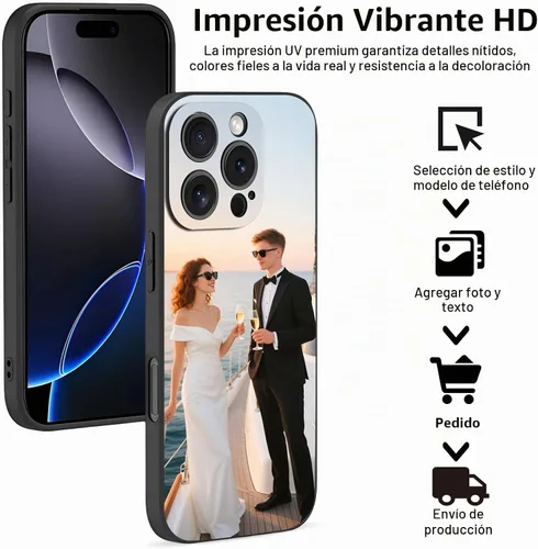 Vista 3 de Funda de teléfono personalizada para iPhone 17 16 15 14 13 12 11 (Air/Pro Max/Pro/Mini/XR/Plus/SE) – Funda de silicona líquida mate a prueba