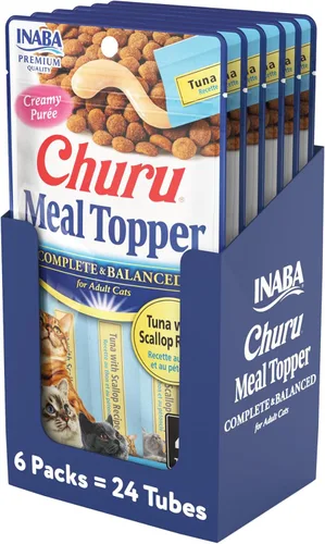 Vista 8 de INABA Churu - Cubrecomida para gatos, completa y equilibrada, cremosa, para lamer puré para gatos, tubo de 0.5 onzas, 24 tubos (4 por paquete)