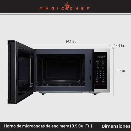 Vista 3 de Microondas de encimera de 900 vatios de 0.9 pies cúbicos con toque digital Inoxidable