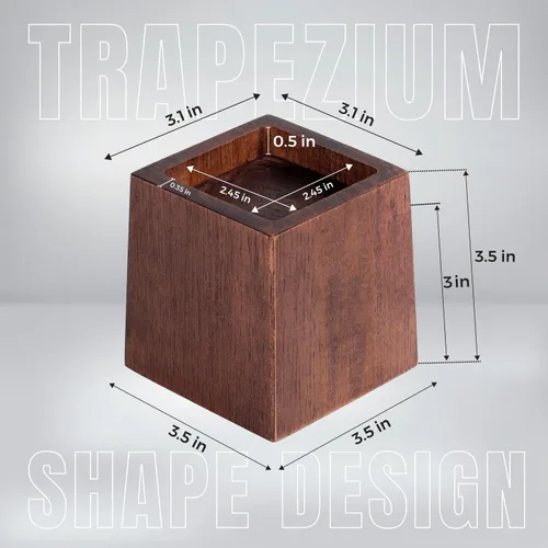 Vista 2 de Elevadores de cama de madera de 3 pulgadas de alta resistencia – Paquete de 4 elevadores de muebles de madera para cama, sofá y mesa, soporte