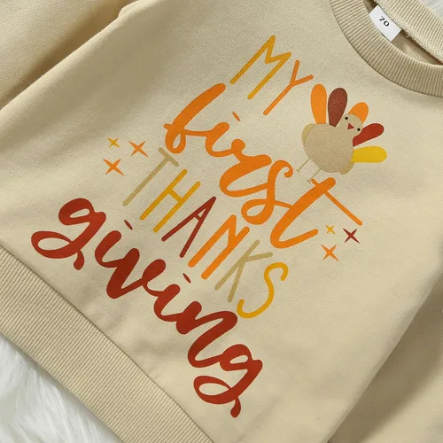 Vista 3 de Traje de Acción de Gracias para bebé, recién nacido, niño, niña, mi primera sudadera de Acción de Gracias, pantalones de pavo, conjuntos de ropa