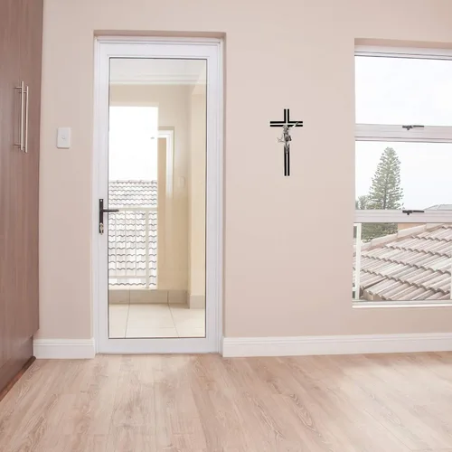 Vista 4 de Needzo Crucifijo de madera Gift of the Spirit, cruz de pared colgante para decoración católica para cocina, sala de estar, dormitorio, madera negra