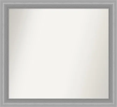 Vista 393 de Amanti Art Espejo de baño plateado para sobre el fregadero, 24 x 24 pulgadas, espejo cuadrado de peltre forjado a medida, marco de madera casual