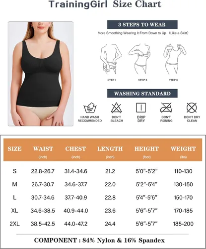 Vista 6 de TrainingGirl Camiseta sin mangas de compresión para mujer, chaleco moldeador de cintura sin costuras, adelgazante, camisola