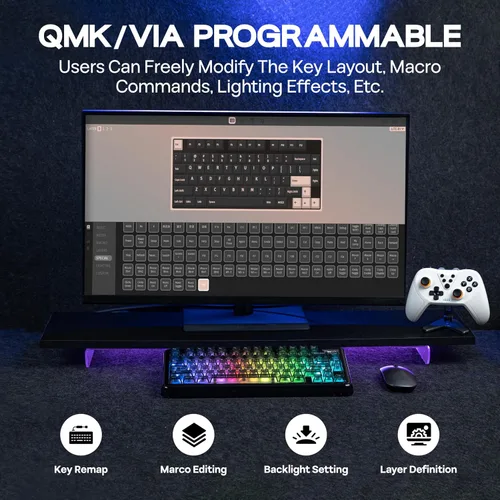 Vista 6 de KiiBoom Phantom81 Lite 75% Junta Teclado mecánico, VIA programable Negro