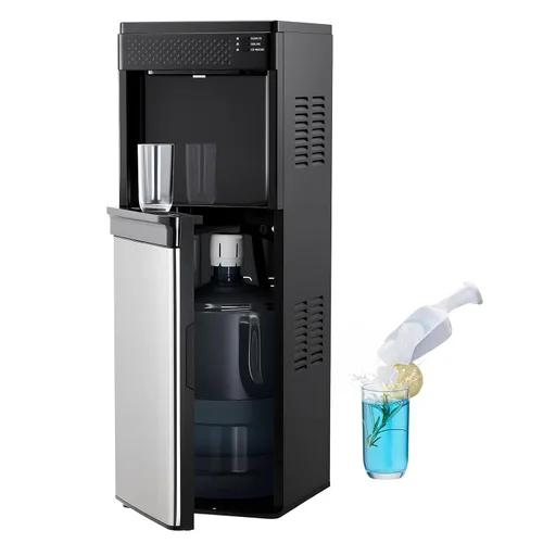 Vista 10 de VEVOR Dispensador de filtro de agua para máquina de hielo, máquina de hacer hielo de encimera 4 en 1 con temperatura ambiente, agua fría y caliente