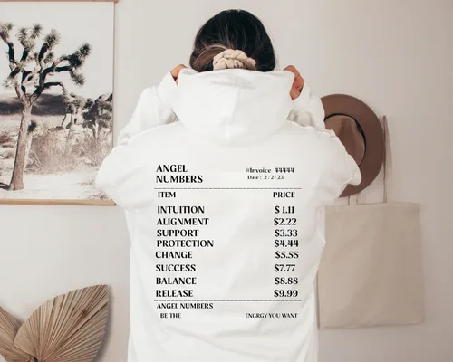 Vista 4 de Sudadera con capucha con número de ángel, sudadera con capucha celestial mística, estética de núcleo de ángel, camisa de manifestación, sudadera