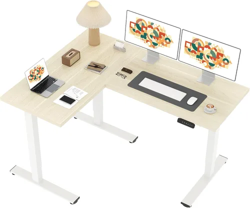 Vista 19 de SANODESK - Escritorio de pie en forma de L, altura ajustable, escritorio de esquina eléctrico, mesa de computadora ajustable de 63 x 48 pulgadas