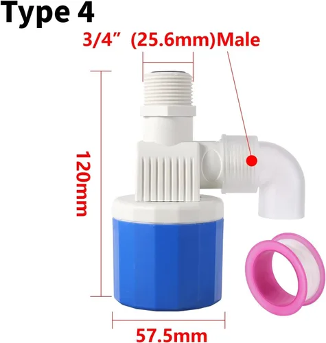 Vista 6 de 1/2 3/4 Lnch Water Level Control Valve Float Ball Tank Tower Pool Switch Inlet Stop 1Pcs(Type 1)