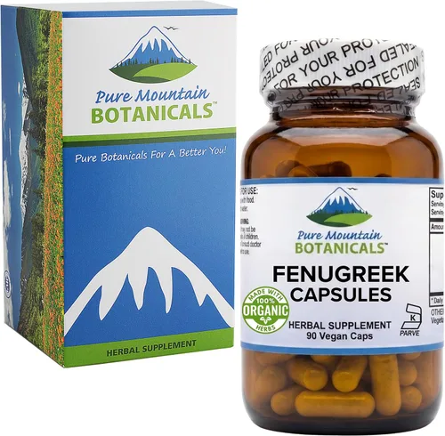 Vista 7 de Pure Mountain Botanicals Cápsulas de fenogreco de 600 mg orgánicos, 90 cápsulas veganas kosher - Suplemento de semillas de fenogreco para mujeres