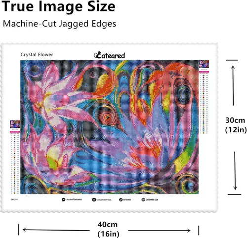 Vista 4 de Pintura cuadrada de diamantes de imitación de cristal, fantasía floral dinámica, kit de arte de diamantes 5D para bricolaje, juego de pintura por