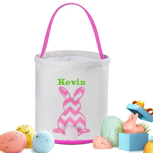 Vista 19 de Cestas de Pascua personalizadas para niños y niñas, canasta de conejo de Pascua de Touber para niños pequeños, canasta de caza de huevos de Pascua