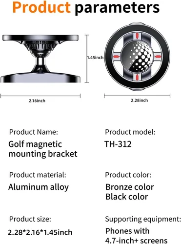 Vista 4 de Soporte magnético para carrito de golf Ultra-Secure MagSafe compatible para iPhone 12-17 Pro Max y más Ajuste universal para EZGO, Club Car