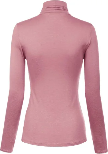 Vista 6 de MixMatchy Camisetas de manga larga delgadas y ligeras para mujer, cuello alto, capa base, camisetas activas
