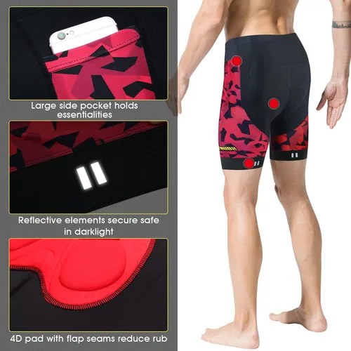 Vista 10 de Souke Sports Pantalones cortos de ciclismo acolchados para hombre, cómodos pantalones de ciclismo de carretera