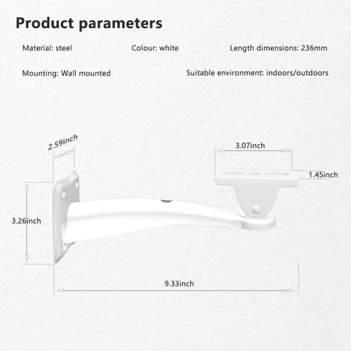 Vista 5 de Drsn Soporte de pared para mini proyector, rotación universal de 360°, brazo ajustable de 7.8 pulgadas, para cámara de seguridad CCTV, cámara web