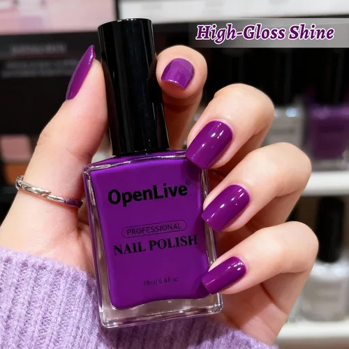 Vista 63 de OpenLive Esmalte de uñas negro de 0.6 fl oz, gran volumen, secado rápido, secado rápido y de larga duración, arte de uñas de color para bricolaje