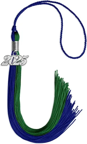 Vista 260 de Endea Graduation Borla de doble color con gota de fecha plateada (negro/oro antiguo, 2025)