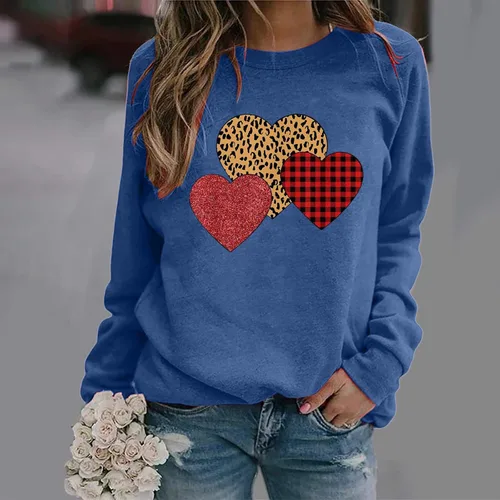 Vista 29 de Sudadera de manga larga con estampado de leopardo y corazón para mujer, para el día de San Valentín, sin botones, para niñas, regalos
