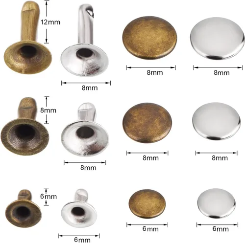 Vista 3 de Outus Remaches de cuero de una sola tapa remaches tubulares de metal con kit de herramientas de fijación para zapatos de artesanía de cuero, bolsas