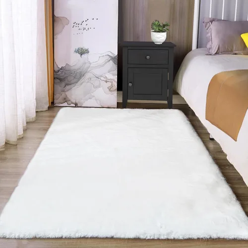 Vista 47 de Latepis Alfombra Pequeña Negra Esponjosa 2x3 pies Manta de Piel Sintética de Conejo Alfombra Suave Lavable Alfombras Peludas Shag para Dormitorio