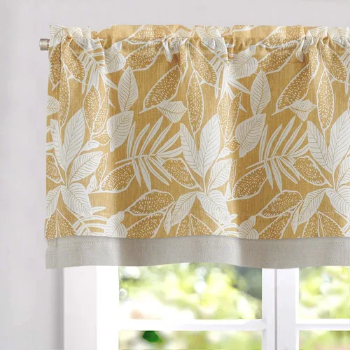 Vista 13 de Vangao Cenefas florales para ventanas verde bosque W50 X 16L 1 panel